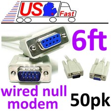 Lot50 6ft DB9pin Male-Female Null Modem Cross/Nul wired,Serial RS232 Cable SHdis