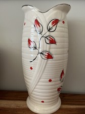 Arthur Wood Art Deco Vintage Vase 12 Inches / 30cm Tall Leaf Flowers Leaves Red