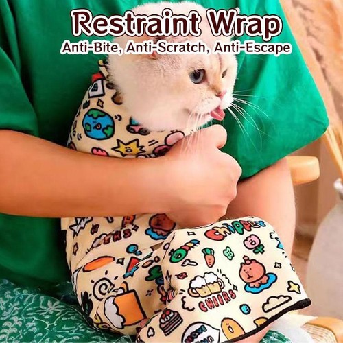 Cat Grooming Wrap Self-Adherent Anti-Bite Anti-Scratch Anti-Escape Calming L/M/S