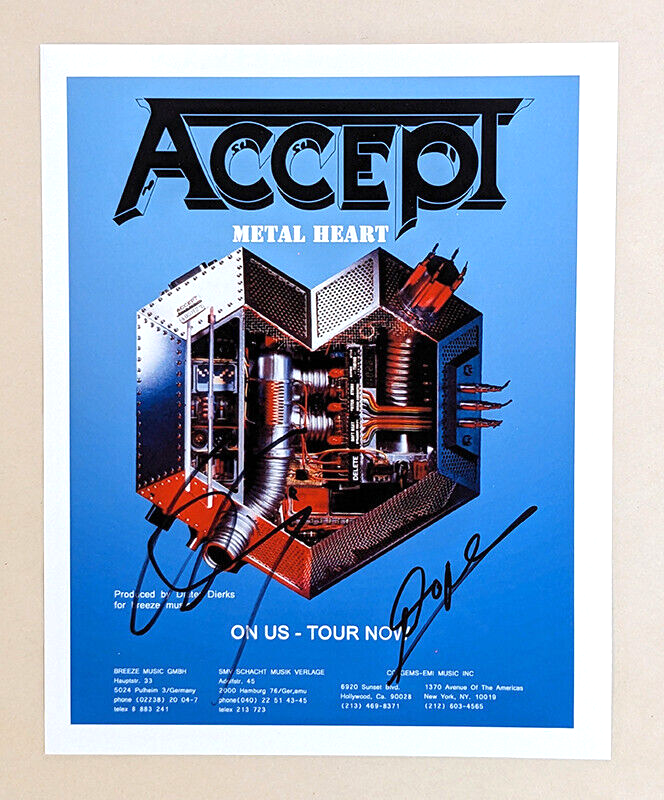 ACCEPT SIGNED 8x10 PHOTO udo dirkschneider WOLF HOFFMANN metal