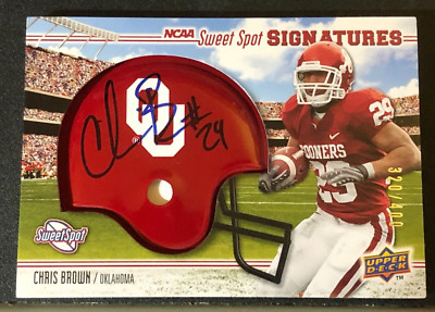 2010 NCAA Sweet Spot CHRIS BROWN #137 Oklahoma Sooners OU Helmet Blue Auto  