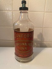Sanford's Cardinal Red Ink Vintage Quart Bottle Early 1900's Wonderful condition