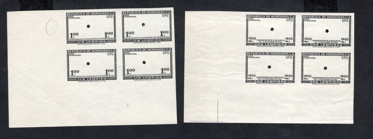 Honduras 1957 blocks of stamps Mi#542-51 ONLY FRAMES PROOF RR MNH