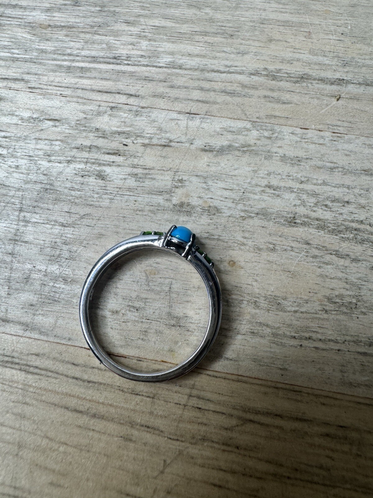 Silver  Turquoise Gemstone Statement Ring With Gr… - image 4