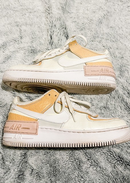 nike air force 1 shadow tonal cream and orange trainers