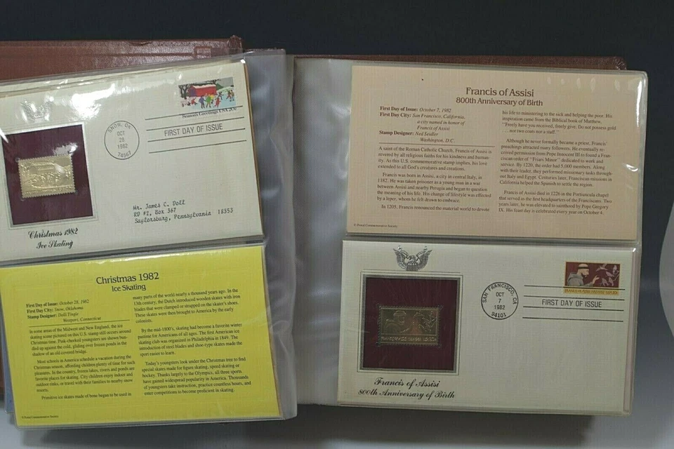 41 GOLDEN REPLICAS STAMPS ISSUES OCT 28 1982/JAN 6 1984 SET 1 DAY COVER 22K GOLD - Image 2 of 4