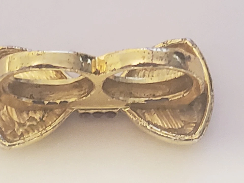 ANILLO DE DOS DEDOS PIEDRAS DE VIDRIO ROJO Y TONO DORADO VINTAGE, FORMA DE ARCO ¡ENVÍO GRATUITO!  Foto 3 de 4