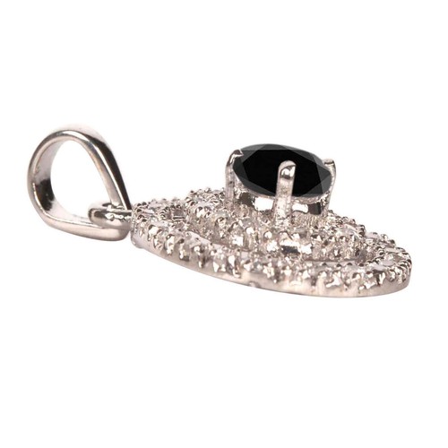 2.50Ct Round Cut Natural Black Diamond Solitaire Pendant In 925 Sterling Silver - Picture 3 of 6