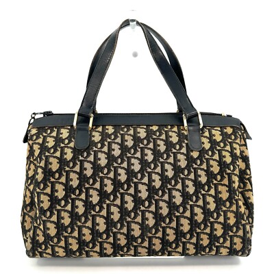 バッグ Christian Dior TROTTER MINI BOSTON BAG Christian Dior Trotter Canvas Mini Boston Bag Navy Silver Auth