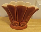 Vintage Red Wing Art Pottery Brown Scalloped MCM Planter Pot B1399