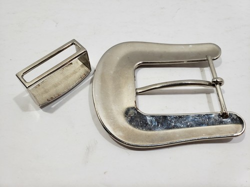 2pc Rhinestone belt buckle, Western Cowgirl Cowboy 3 1/3 x 3 1/8 Silver nickel - Picture 6 of 6