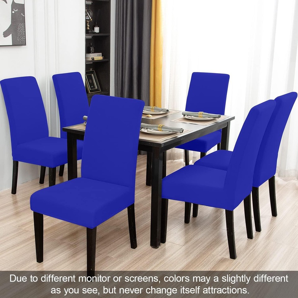 JQinHome Dining Room Chair Covers Set of 8, High Stretch Pack Lake Blue