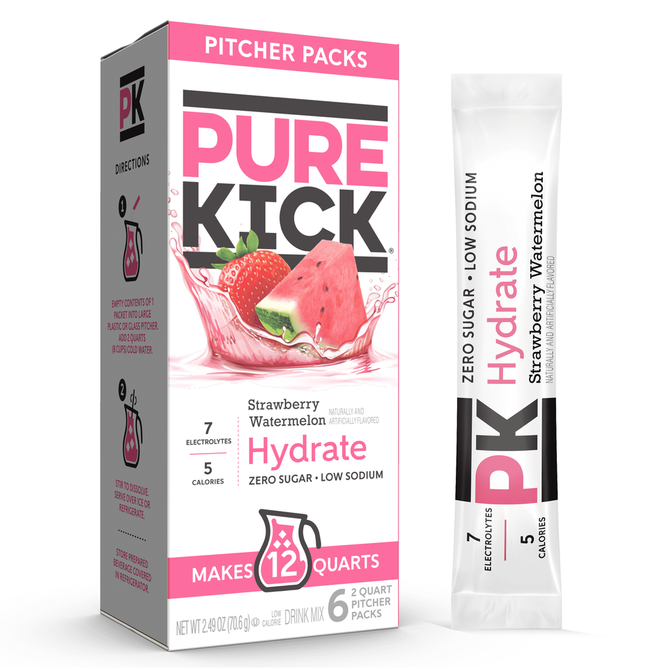 Strawberry Watermelon Powdered Hydration Drink Mix Pitcher Packs, 6