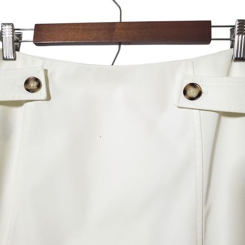 PRADA Vintage A-Line Ivory Skirt Size 28 Split Hem Neutral Classic Womens - Picture 4 of 14