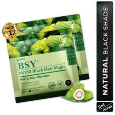 BSY Noni Black Hair Magic Hair Color Shampoo 12ml x 12 Sachets Ammonia Free