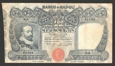 100  LIRE BANCO DI NAPOLI  DECR  10 - 11 - 1908 BB