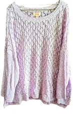 New Evri Women's Sweater Sz 3X Purple Open Knit Minimalist Capsule Feminine