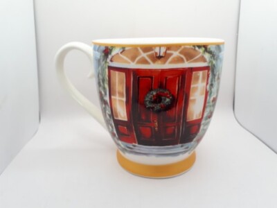 Weihnachten Kaffeebecher mit festlicher Tür mit Weihnachtsbäumen & Riffdunnes Stores