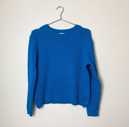 100% Cotton [ GORMAN ] Electric Blue Chunky Knit Slouchy Jumper size 10 - Picture 1 of 6