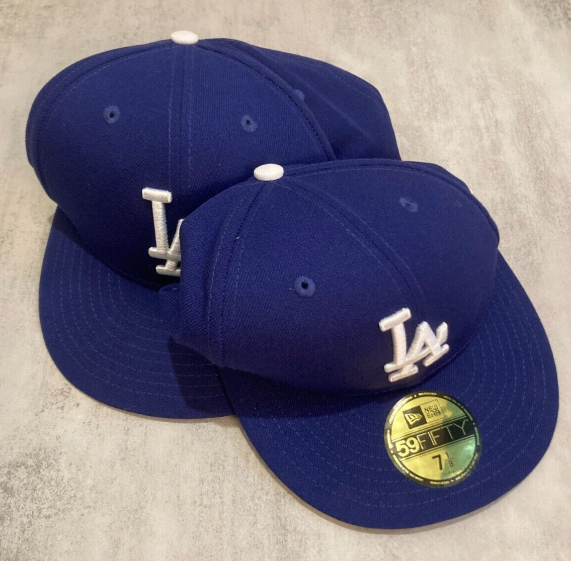 Set Of 2 Era 59Fifty LA Dodgers Flat Brim Cap, Blue, Sz 7 1/8