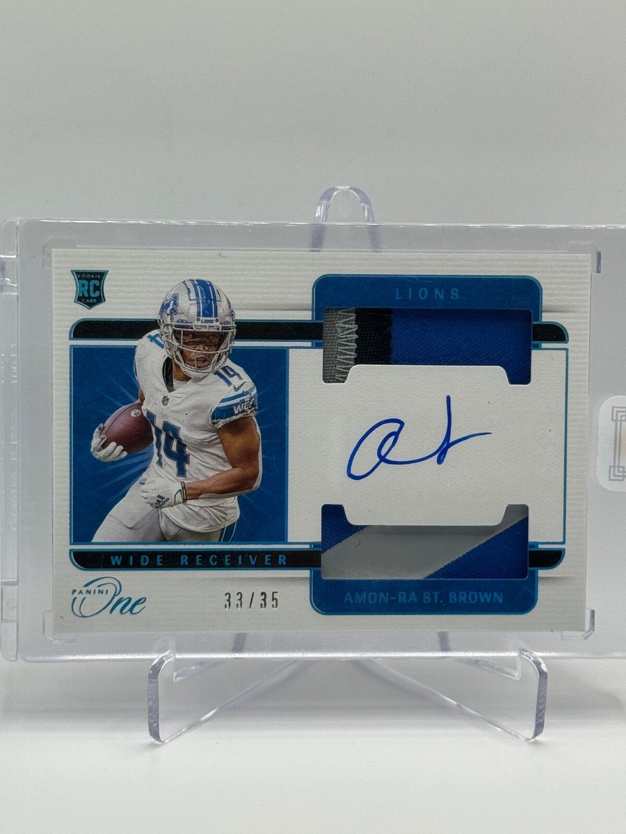 2021 Panini One Amon-Ra St Brown🔥 Rookie 3-Color Patch Auto RPA