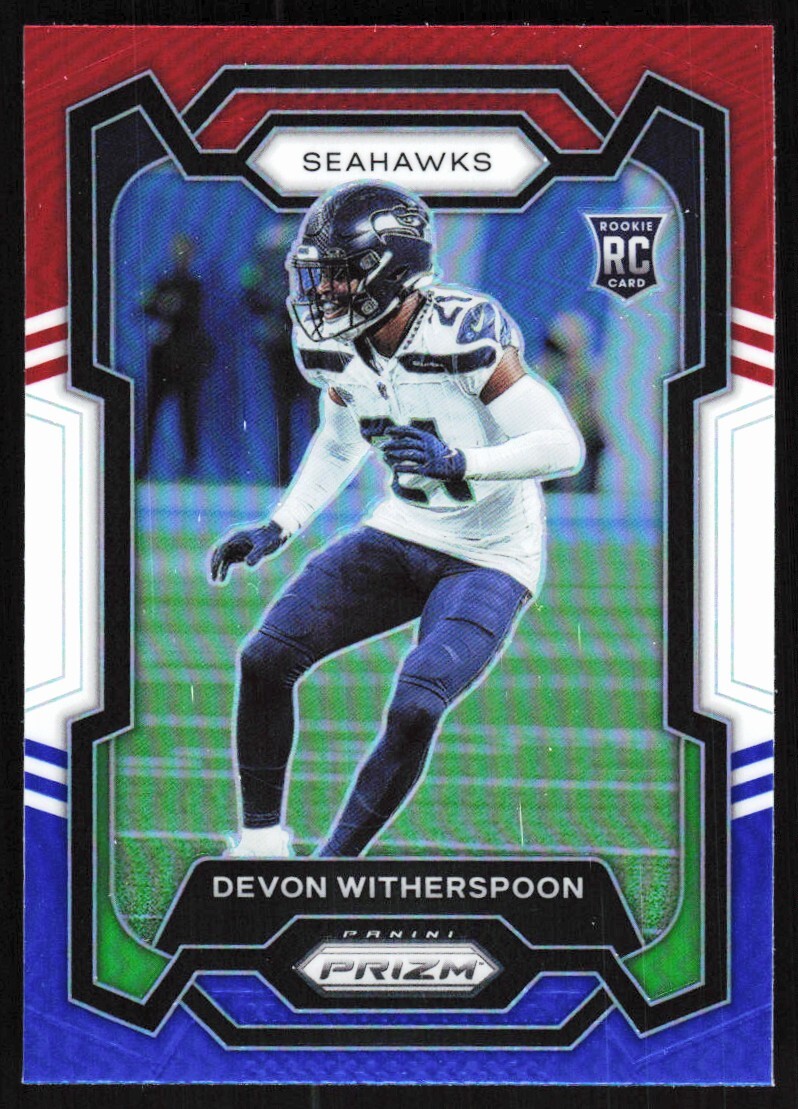 2023 Prizm Red White Blue Prizms Devon Witherspoon Rookie Seattle Seahawks #389