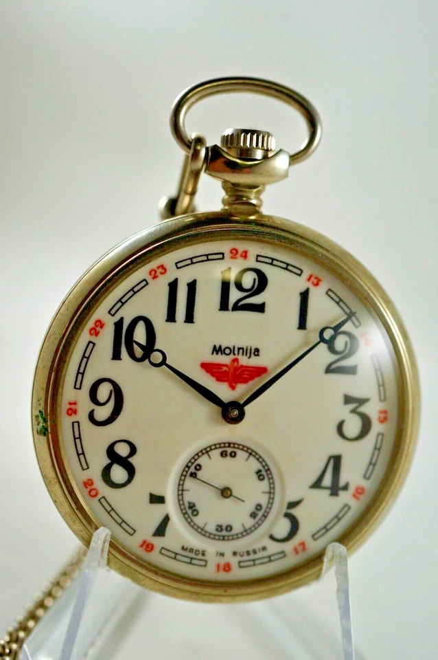 Reloj de bolsillo Molnija 3062 1996 soviético CCCP URSS 18 joyas Foto 3 de 4