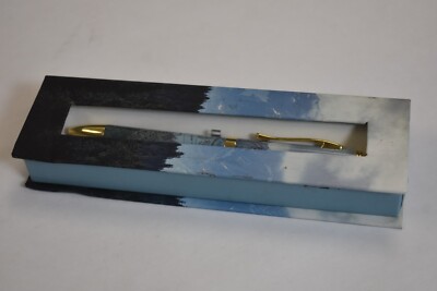 Oliver Smith Co Metal Ballpoint Pen Blue Map Refillable Blank Ink 578-101 