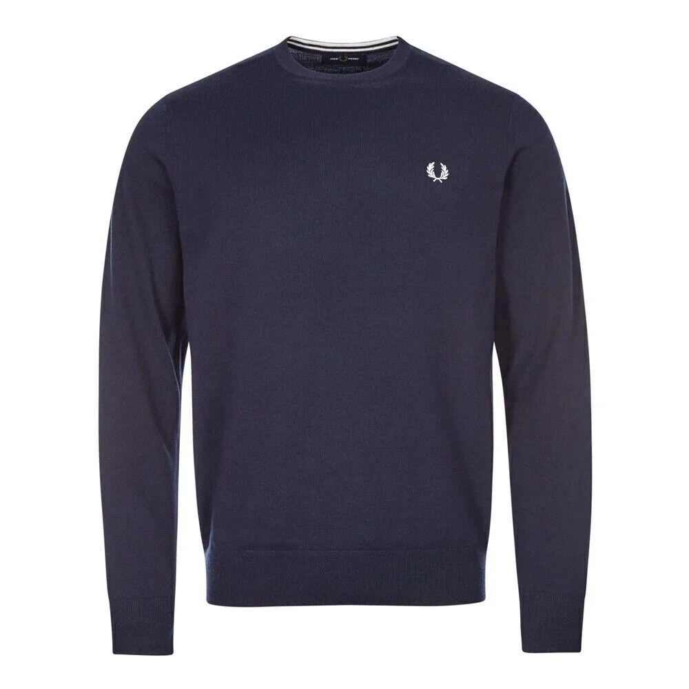 Fred Perry Classic Crew Neck Jumper K9601 / 608 In Navy Blue