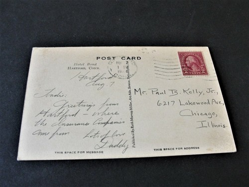 Hotel Bond, Hartford, Connecticut-1929 Red Stamp George Washington Postcard. - Picture 2 of 6