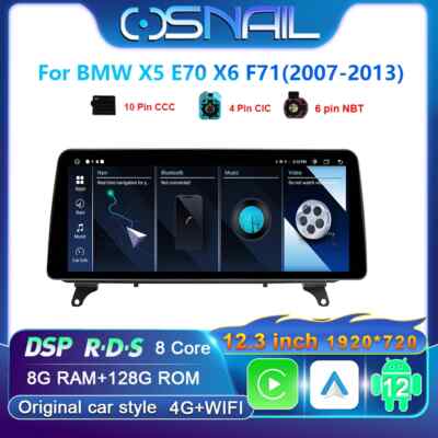 Car GPS Navi Radio For BMW X5 E70 X6 E71 E72 Screen Auto CarPlay Stereo Player