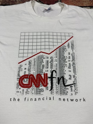 Vintage CNN Cable Channel News Financial Network Long Sleeve T Shirt XL 90s - Picture 5 of 9