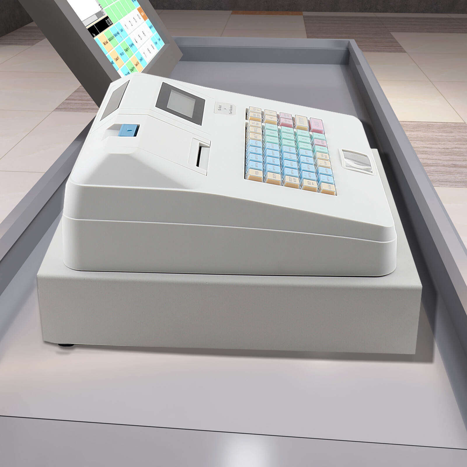 8 Digital LED Electronic Cash Register 48 Keys with Thermal Printer for Retail