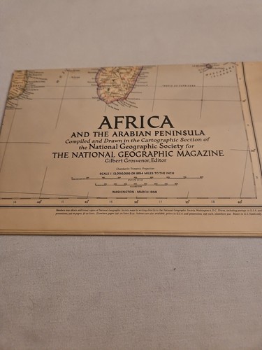 Vintage 1950 March, "Africa And The Arabian Peninsula" National Geographic Soc.