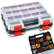 Tool , Double Side Tool Organizer with 34 Compartments, Removable Dividers, T...