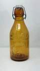 Vintage Amber Glass One Quart Milk Bottle Thatcher's Dairy Embossed Cow 1965
