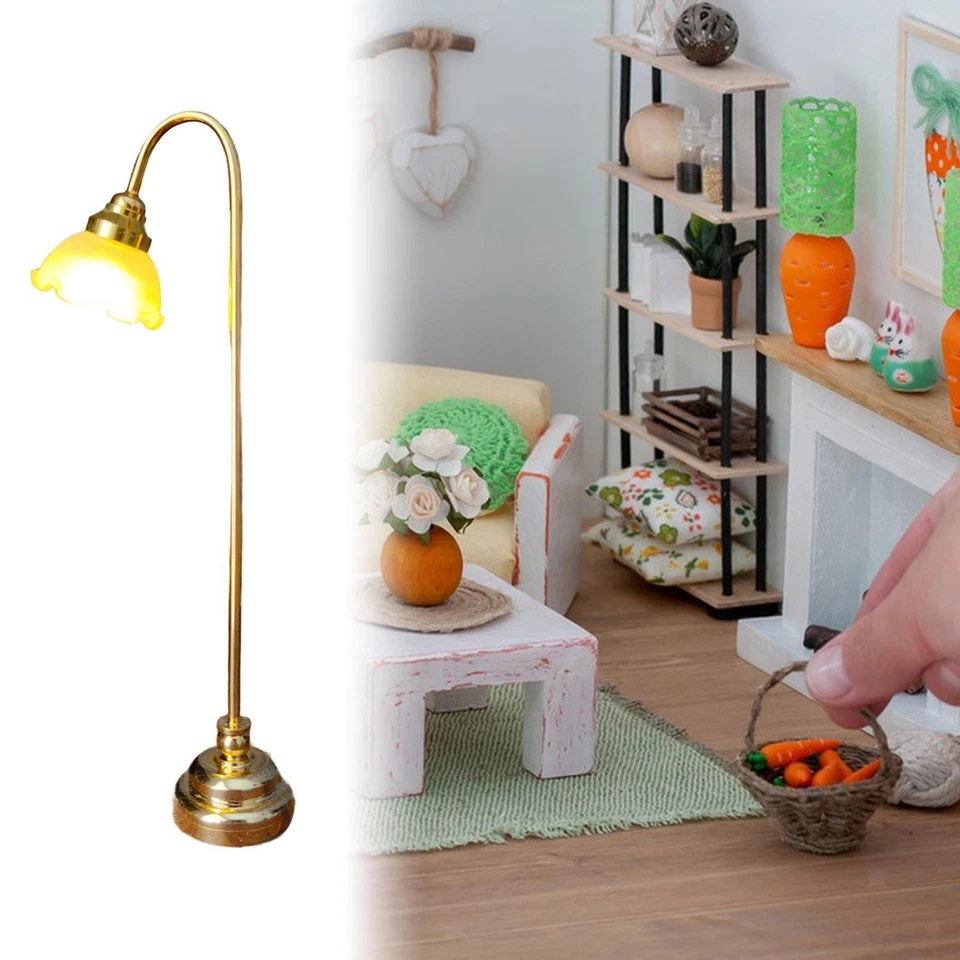 Mini lampada da terra per casa delle bambole 1/12 Decorazione per casa delle - Immagine 4 di 4