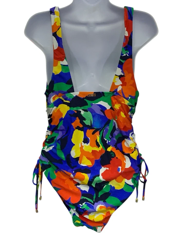 Traje de baño Ralph Lauren para mujer talla 16 de una pieza floral fruncido nuevo con etiquetas $165 Foto 2 de 4