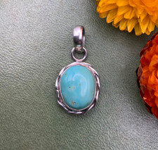 Vintage Sterling Silver 925 Sleeping Beauty Turquoise Gemstone Pendent Boho 90s