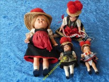 alte kleine Trachtenpuppen,  4 Püppchen wohl Schildkröt ?, Schwarzwald, 1D249-14