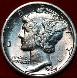 Uncirculated 1934 Philadelphia Mint Silver Mercury Dime