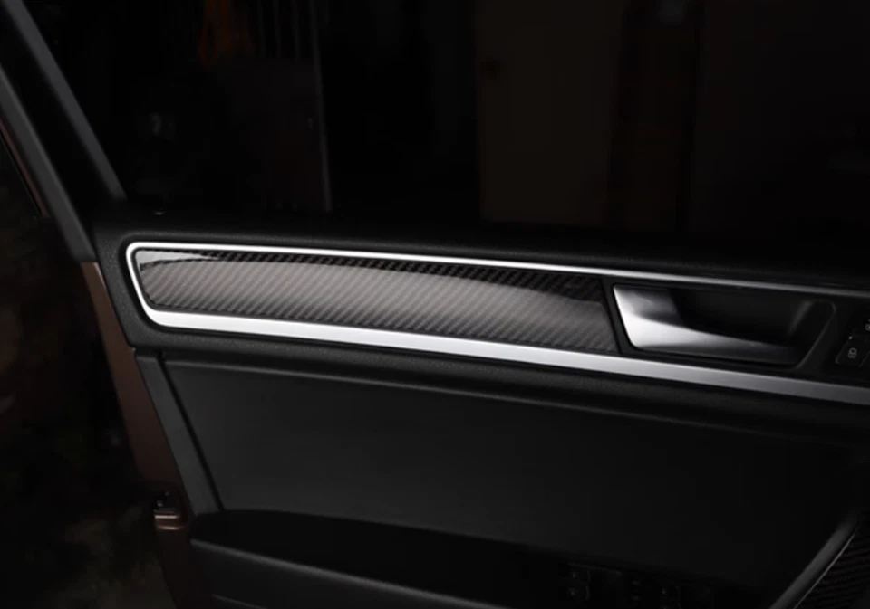 Real Carbon Fiber Inner Door Panel Decor Cover For Volkswagen Touareg 2011-2018 - Image 3 of 4