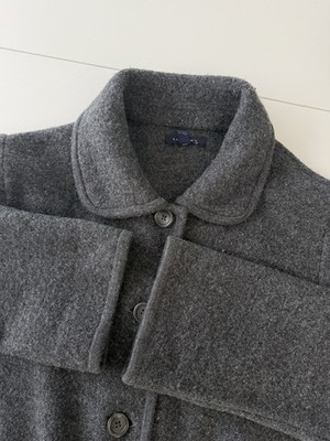 Vintage Lands' End Boiled Wool Sweater Jacket Women 18W Dark Gray Minimalist