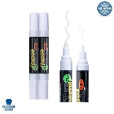 2 White Dual-Tip Permanent Paint Markers Waterproof Oil-Based