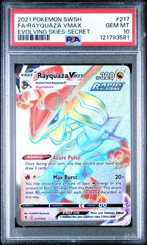 2021 POKEMON SWORD & SHIELD EVOLVING SKIES SECRET FULL ART/RAYQUAZA VMAX PSA 10