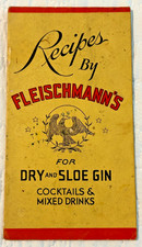 1936 Fleischmanns Dry Sloe Gin Recipes Booklet Riverside Package Jacksonville FL