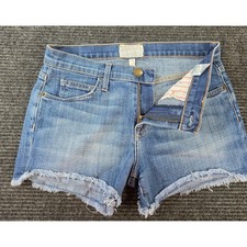 Current/Elliott Denim Shorts Womens 25 Blue Excellent Frayed Raw Hem Cutoffs