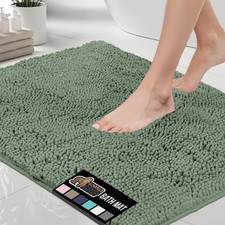 GORILLA GRIP Bath Rug Mat 48x17, Soft Absorbent Chenille, 48" x 17", Sage