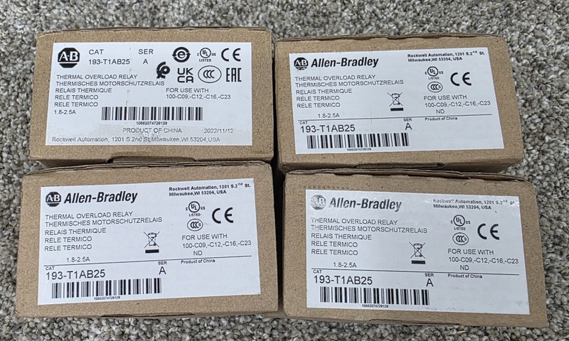 4 New Allen-Bradley, 193-T1AB25 MCS Bimetallic Thermal Overload Relay 1.8-2.5A