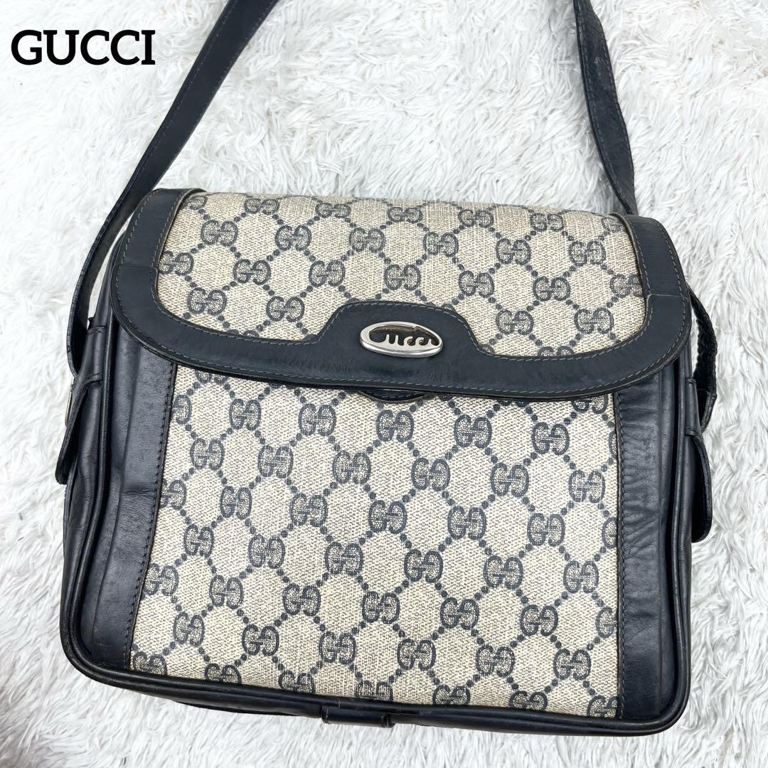 GUCCI Authentic Navy PVC Shoulder Bag Model G080135